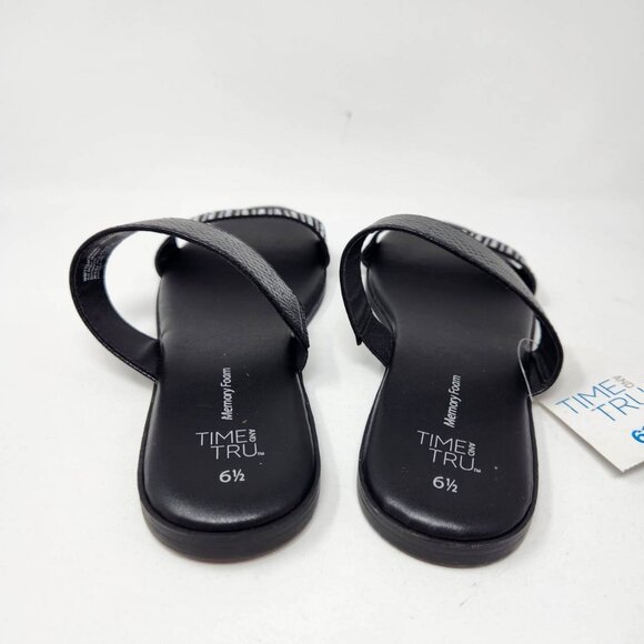 Time And Tru Women's Memory Foam Black Sandals 6.5 - Picture 5 of 9